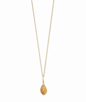 14k Yellow Gold Birthstone Necklace with Citrine - November Secured Piece