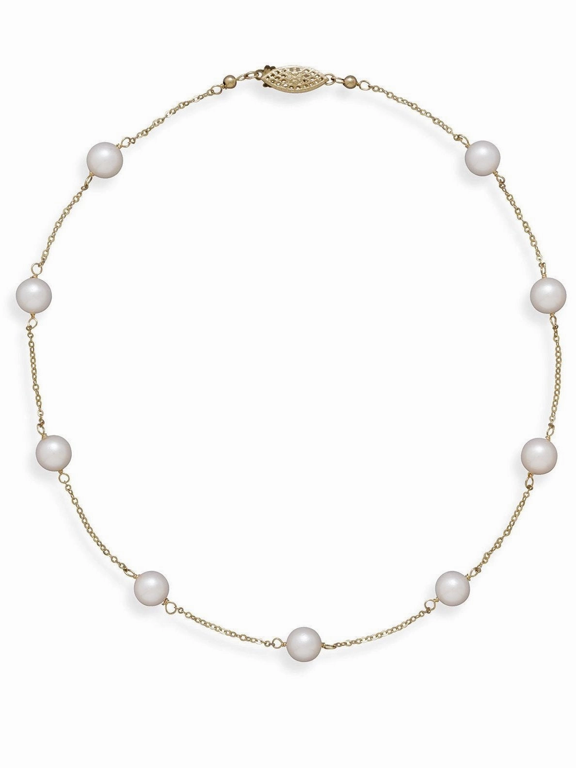 Grade A 7mm Cultured Akoya Pearl 14k Yellow Gold Choker Necklace Elegant Look Fine Gift