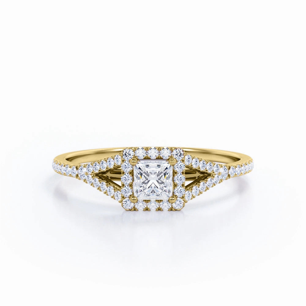 Split Shank 1 Ct Princess Cut Diamond Engagement Ring High-End Article traditional style
