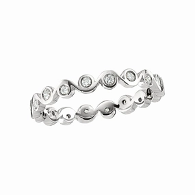 Beach Vibes Stackable Modern Bezel Set Zigzag Diamond White Gold Band