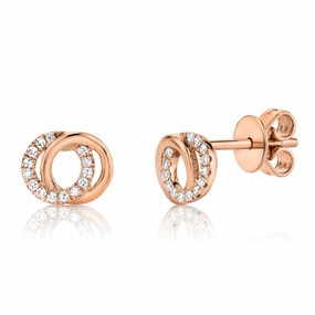 Classy Vibe Bremer Jewelry You & Me Round Small Hoop Diamond Earrings in 14K Rose Gold (0.09ctw)