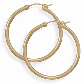 Handsome Embellishment 2x34mm Hoops Hoop Earrings 12k Yellow Gold-filled Click Close - Made in the USA