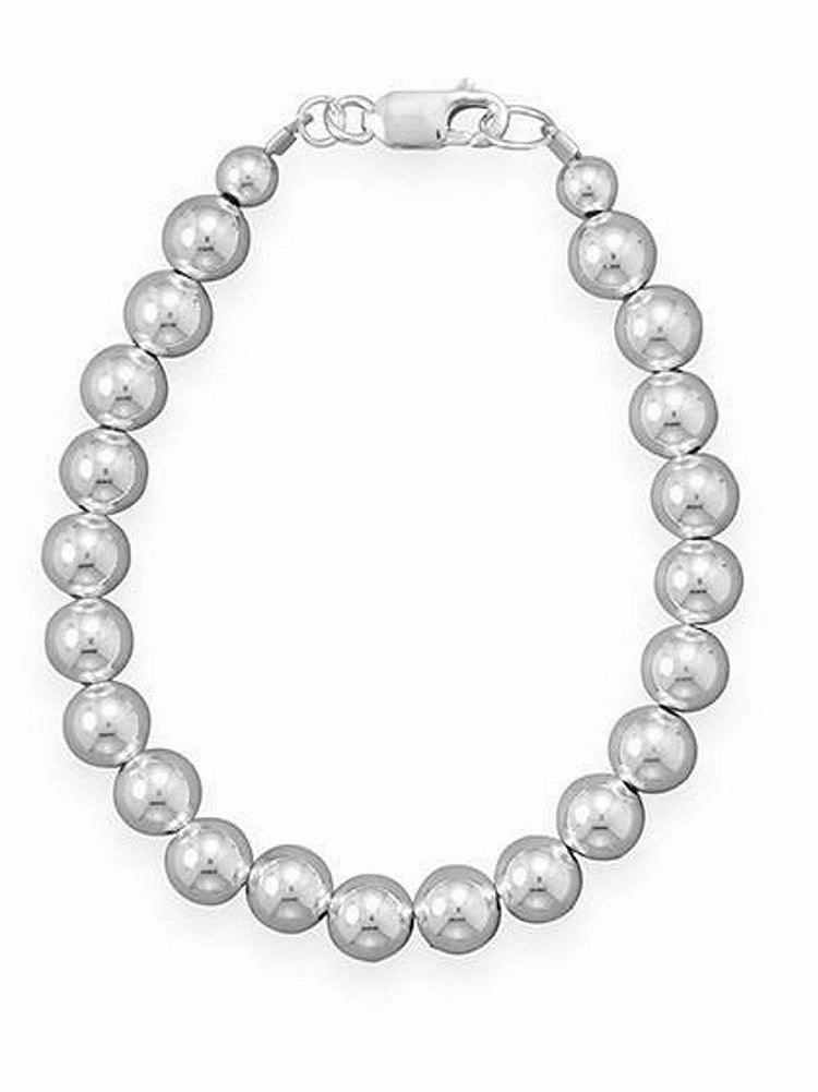 Urban Chic Sunny Blends Sterling Silver Bead Bracelet 7mm Width Made in the USA