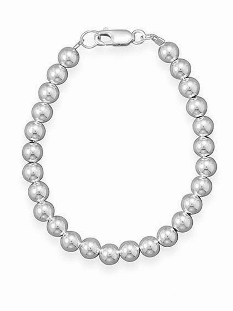 Sterling Silver Bead Bracelet 8mm Width - Made in the USA Limited availability