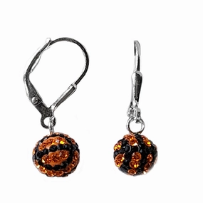 Refined Option Sterling Silver Crystal Basketball Dangle Earrings with Lever Backs
