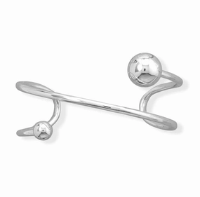 Never-Ending Sight Fair trade Sterling Silver Cuff Bracelet with Ball Ends Unique Design