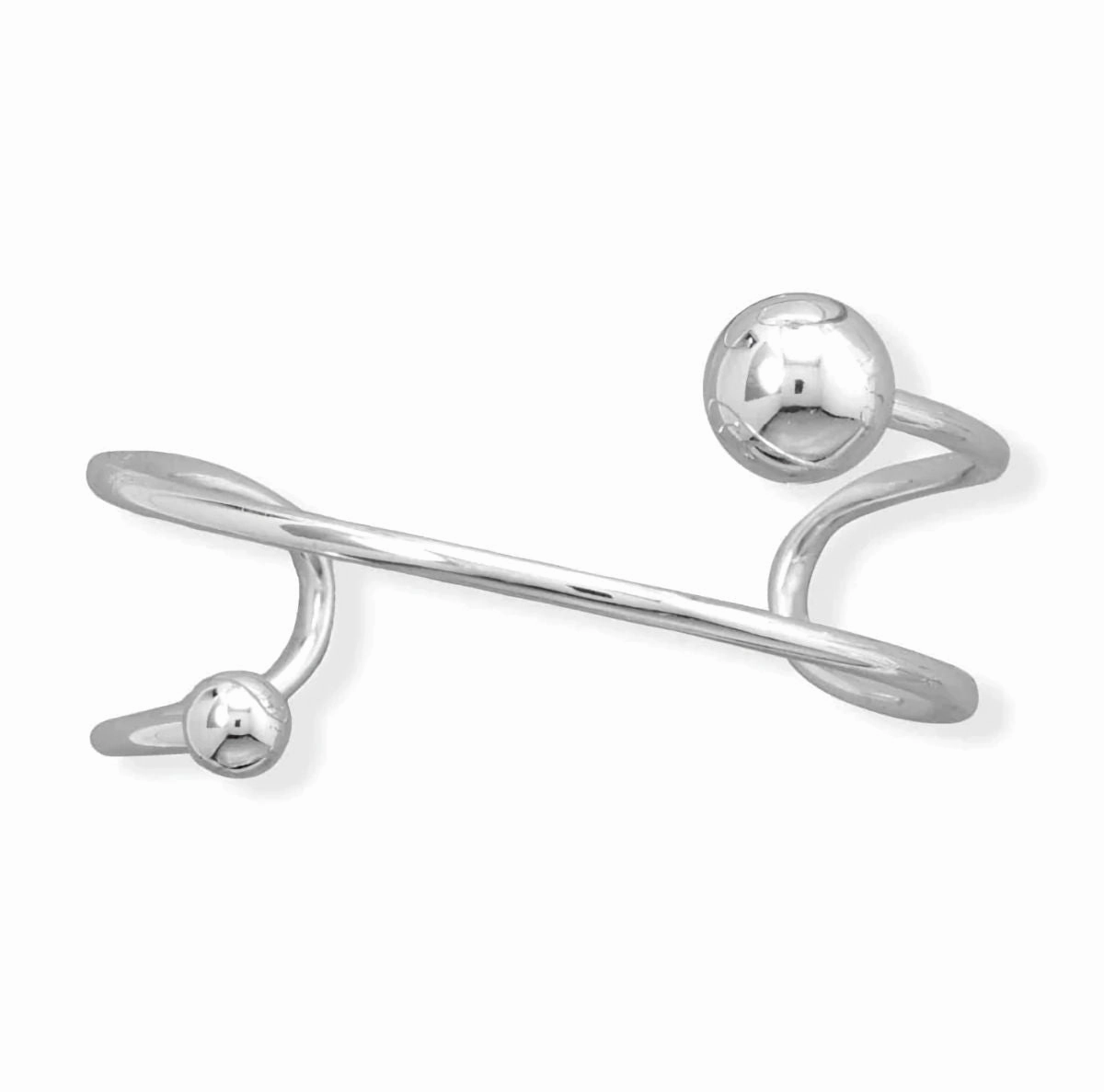 Never-Ending Sight Fair trade Sterling Silver Cuff Bracelet with Ball Ends Unique Design