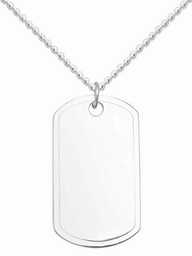 Sterling Silver Dog Tag Necklace Engraveable with Bead Chain Timeless Look Artisan Detail