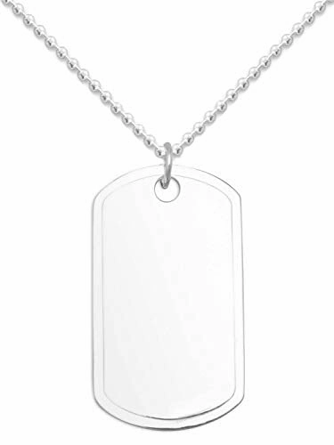 Retro Gift Sterling Silver Dog Tag Necklace Engraveable with Bead Chain