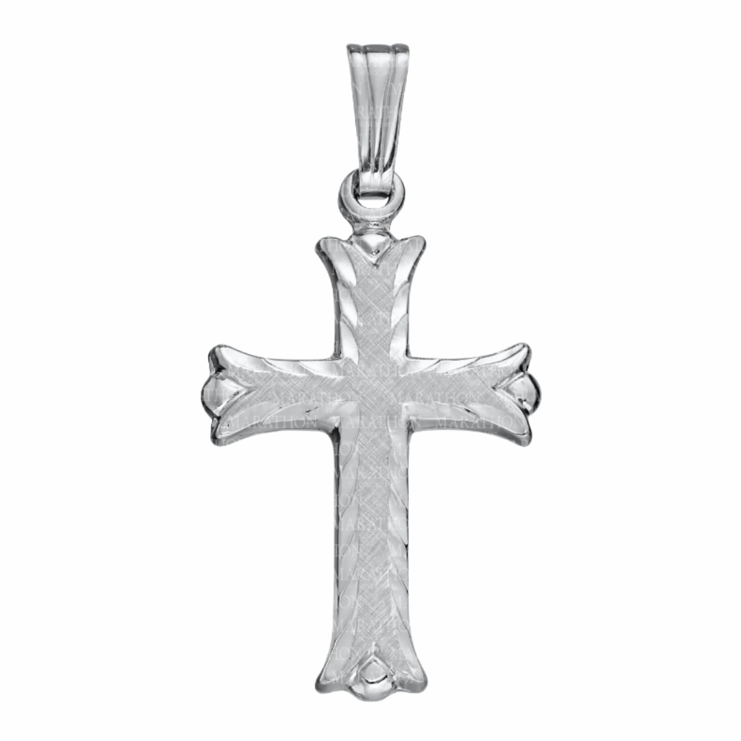 Sterling Silver Florentine Engraved Cross Necklace Luxury Appeal Delicate Finish