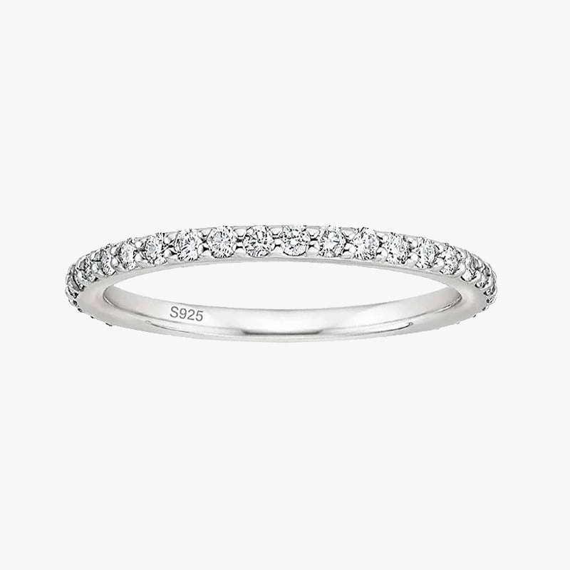 Sentimental Value Sterling Silver Full Pave Cubic Zirconia Eternity Ring