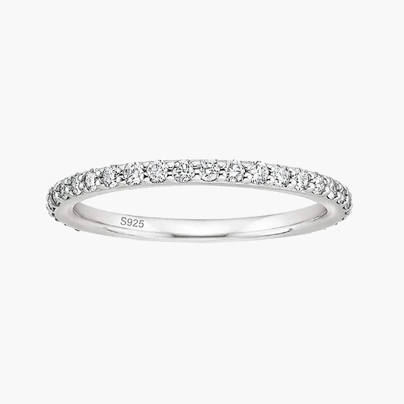Sterling Silver Full Pave Cubic Zirconia Eternity Ring Petite Jewelry