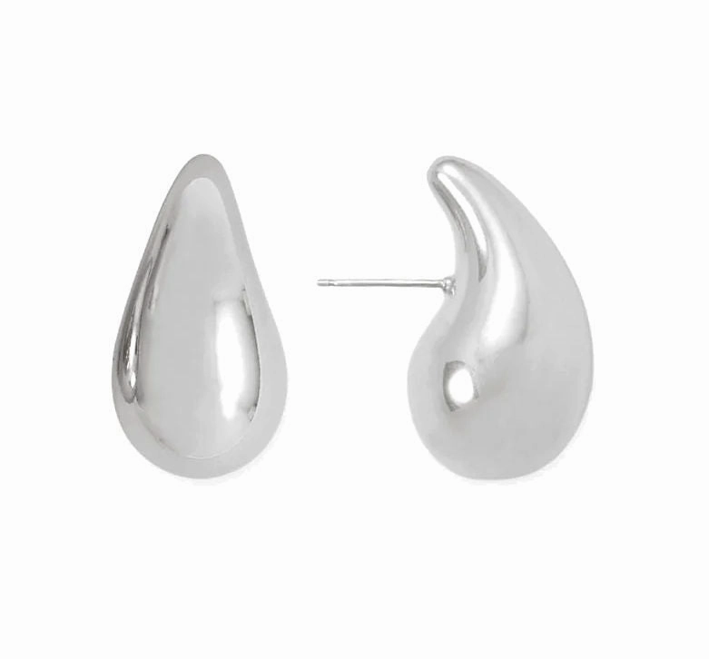 Lustrous Accessory Sterling Silver Hollow Raindrop Teardrop Earrings