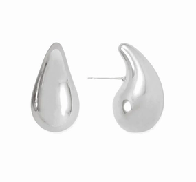 Lustrous Accessory Sterling Silver Hollow Raindrop Teardrop Earrings
