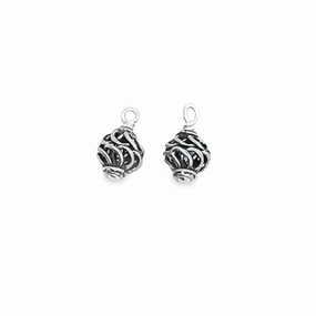 Sterling Silver Oxidized Bali Bead Earring Charms Fusion Form Distinctive Glow