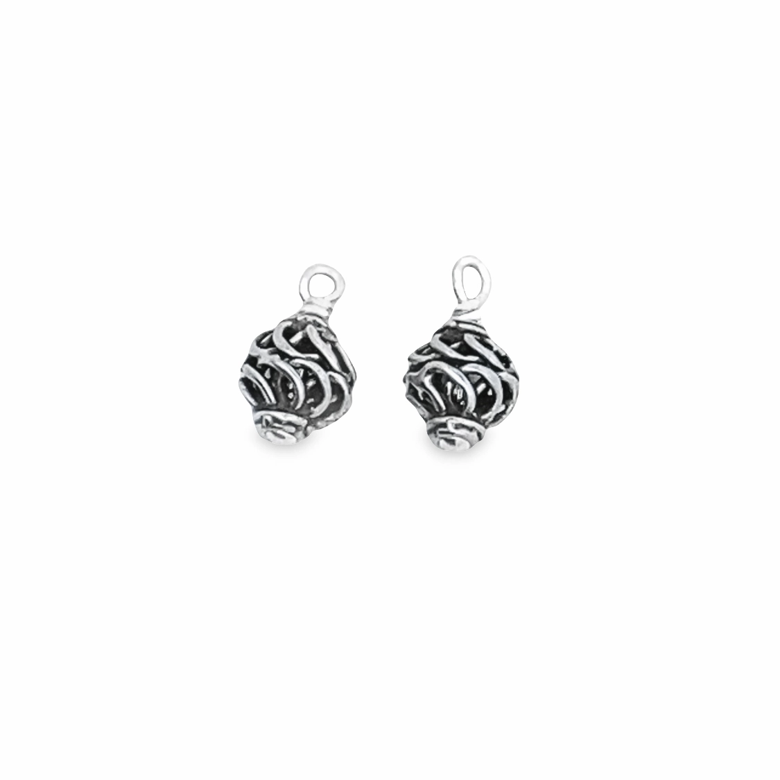 Sterling Silver Oxidized Bali Bead Earring Charms Fusion Form Distinctive Glow