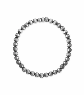 Ideal Union Height Of Fashion Sterling Silver Oxidized Stretch 5mm Bead Bracelet - Made in the USA