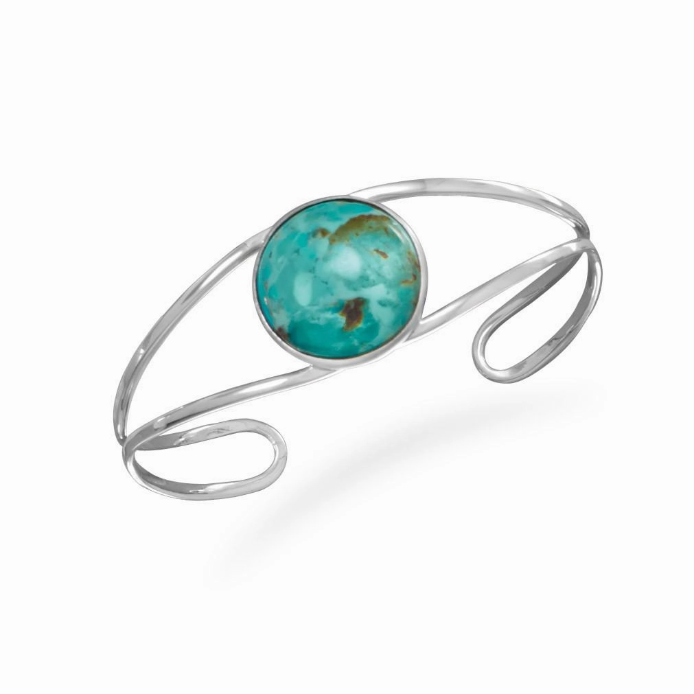 Sterling Silver Reconstituted Turquoise Split Band Cuff Bracelet Planetary Amalgamations Individual Take