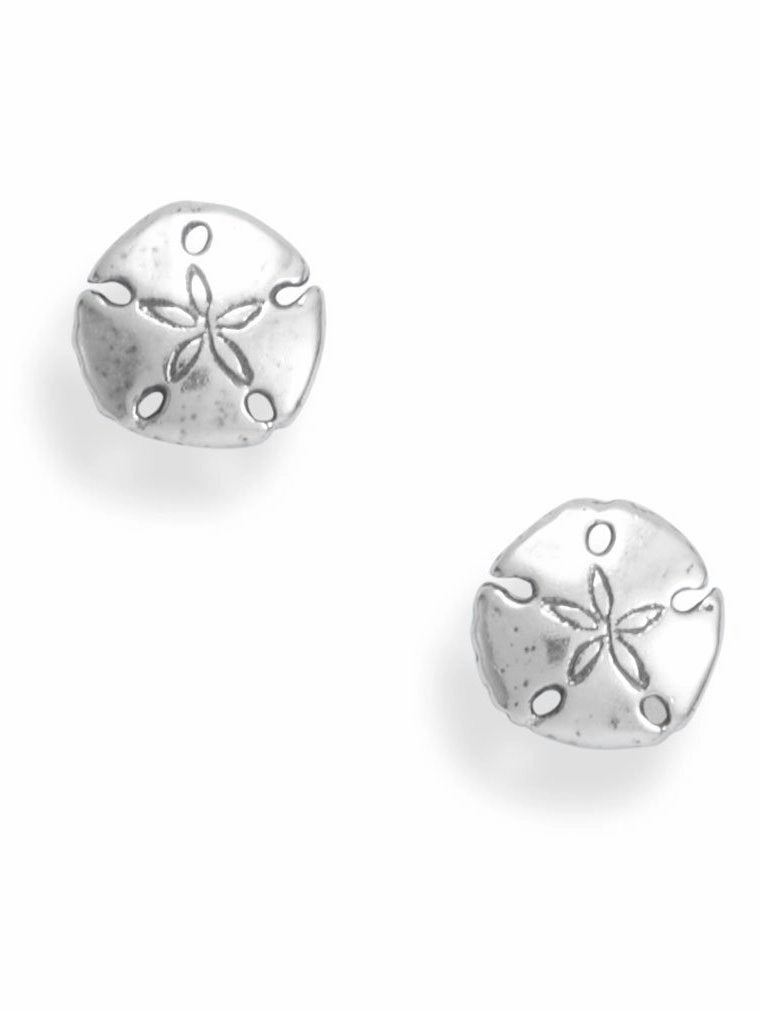 Sterling Silver Sand Dollar Stud Earrings - Made in the USA Vintage Style Delicate Item