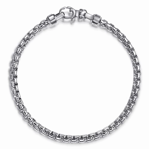 Sterling Silver Solid Mens Round Box Chain Bracelet Cozy Accent Timeless Craftwork