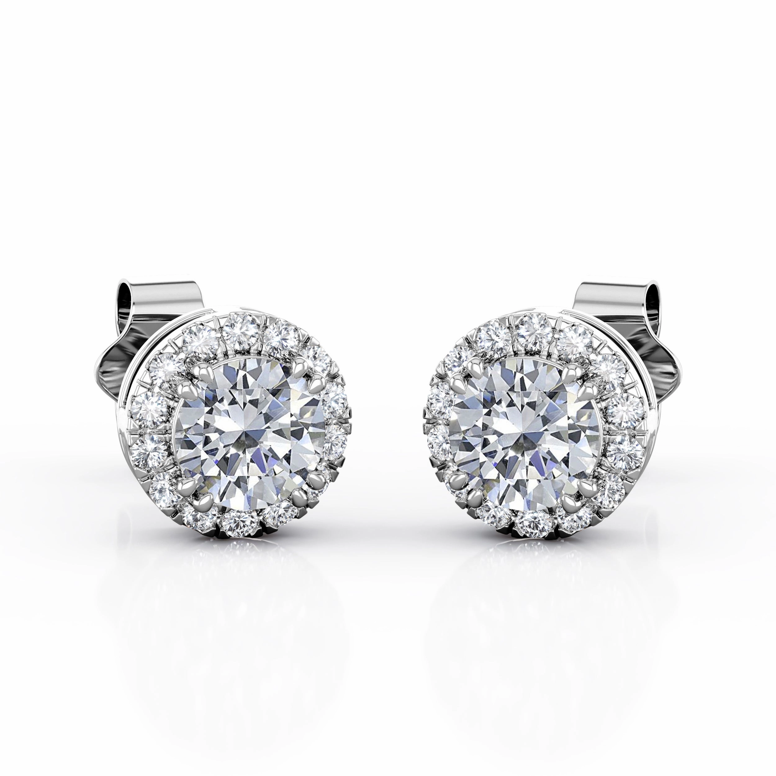 2.5 Carat Round Cut Cubic Zirconia Halo Stud Earrings in 18K White Gold over Silver Night Decoration