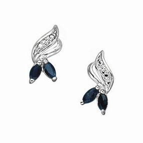 Industrial Adornment Embellished Ornament Dark Blue Black Cubic Zirconia Stud Earrings Rhodium on Sterling Silver