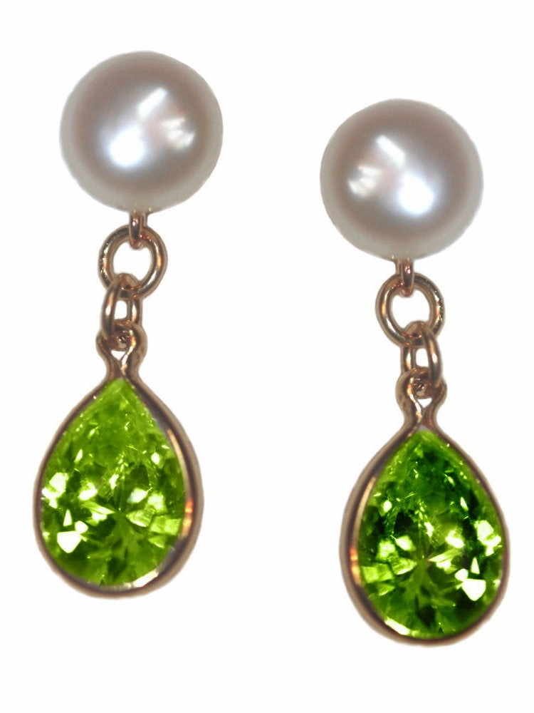 A  Grade Cultured Freshwater Pearl Earrings August Cubic Zirconia 14K Gold-Fill Office Accessory