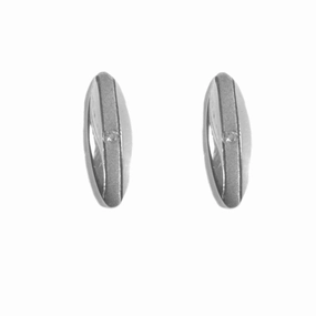 Trendy Element Grand Item Genuine Single Diamond Thin Oval Earrings Sterling Silver