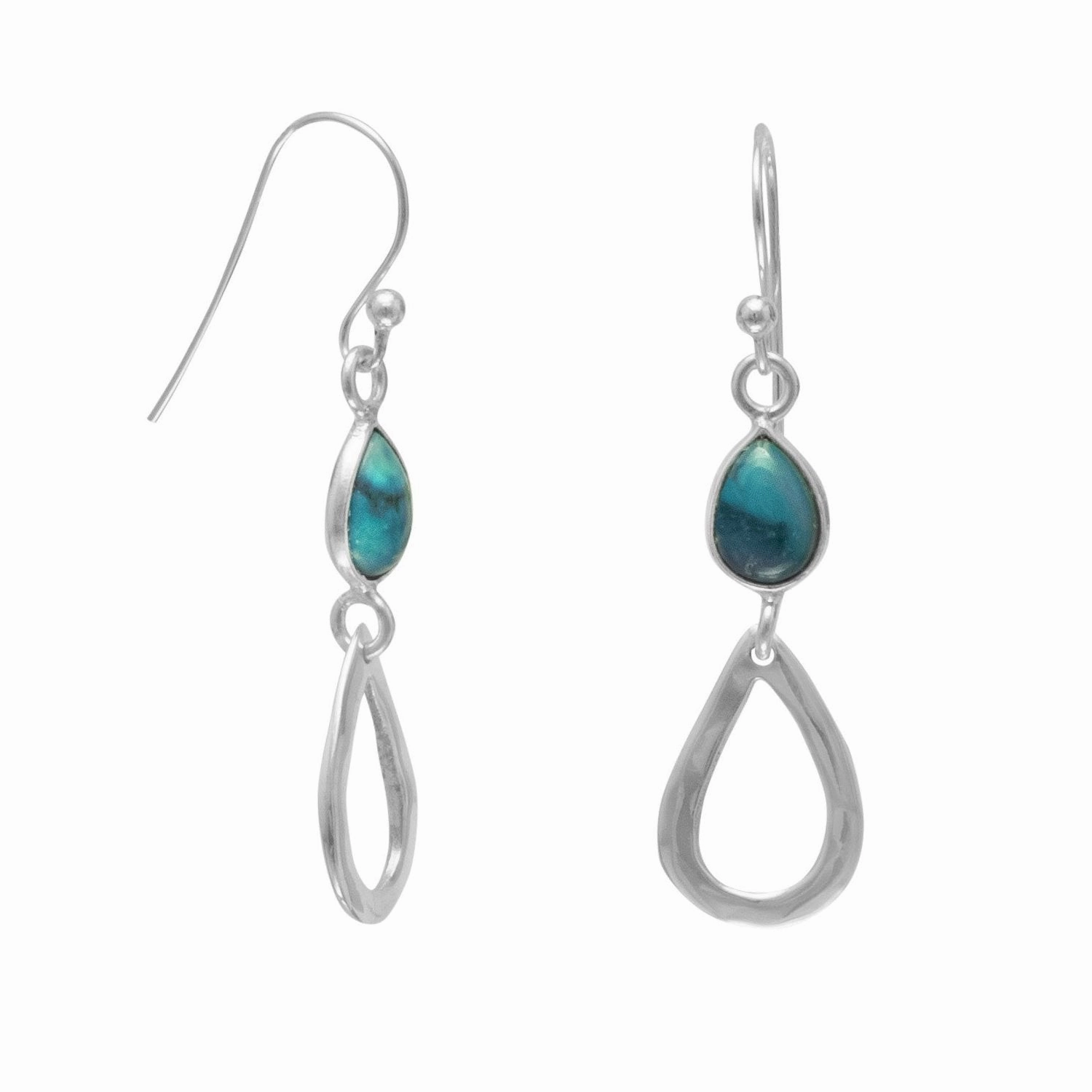 Dainty Decoration Sterling Silver Stabilized Turquoise Earrings with Pear Teardrop Dangle