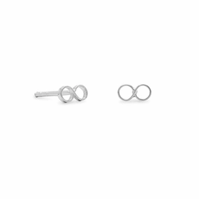 Refined Aesthetic Infinity Post Stud Earrings Polished Sterling Silver