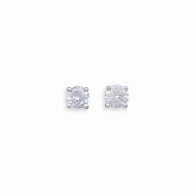 Simple Detail Light Purple Cubic Zirconia Rhodium Stud Earrings Nontarnish - June