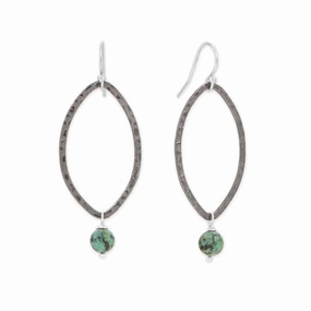 Limited Edition Two-tone Marquise Chrysocolla Drop Earrings Lovely Ornament