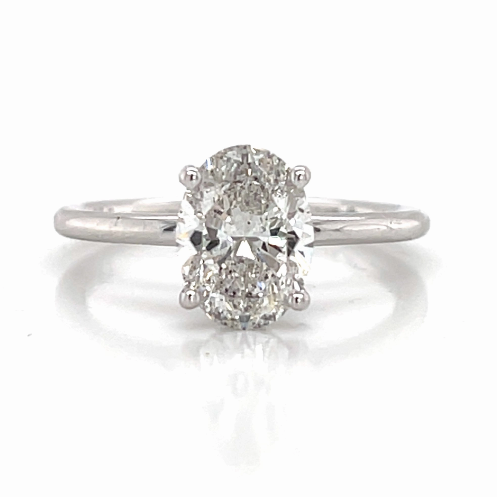 Statement Vibe Bridal Collection Bremer Jewelry Oval Halo Diamond Engagement Ring in 14K White Gold (1.66ctw)