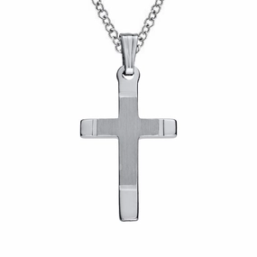 Sleek Mood Stylish Gift Sterling Silver Cross with High Polished Ends Necklace