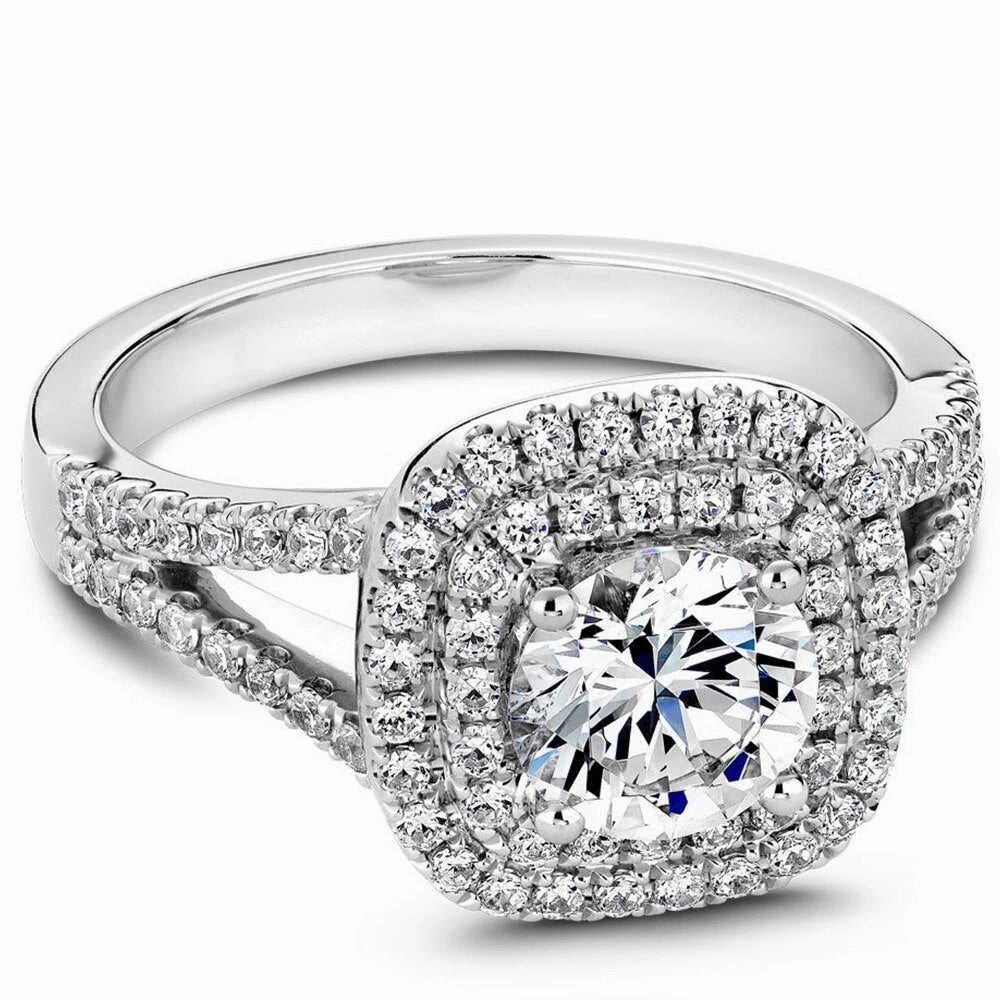 Glam Detail 1 Ct Round Cut Diamond Split Shank Bridal Set