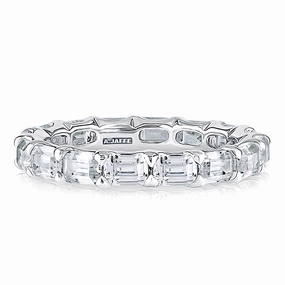 A. Jaffe Emerald Diamond Eternity Ring in White Gold Style Match Simple Edge
