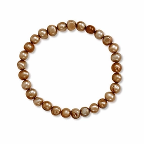 Discreet Opulence Token Of Love Brown Dyed Freshwater Cultured Freshwater Pearl Stretch Bracelet