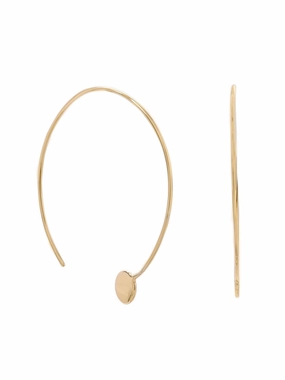 Glittering Accessory Gold-plated Sterling Silver Threader Earrings with Circle End