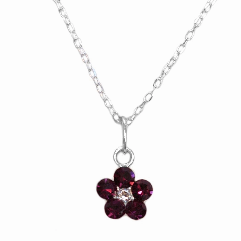 Minimal Gift Flower Necklace Made with Swarovski(R) Crystals Set in Sterling Silver Amethyst-color