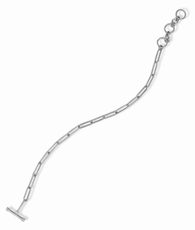Squad Goals Paperclip Chain Bracelet Toggle Clasp Rhodium on Sterling Silver Adjustable Length