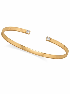 Recently Viewed Cuff Bracelet Gold-plated Sterling Silver with Square Cubic Zirconia Ends