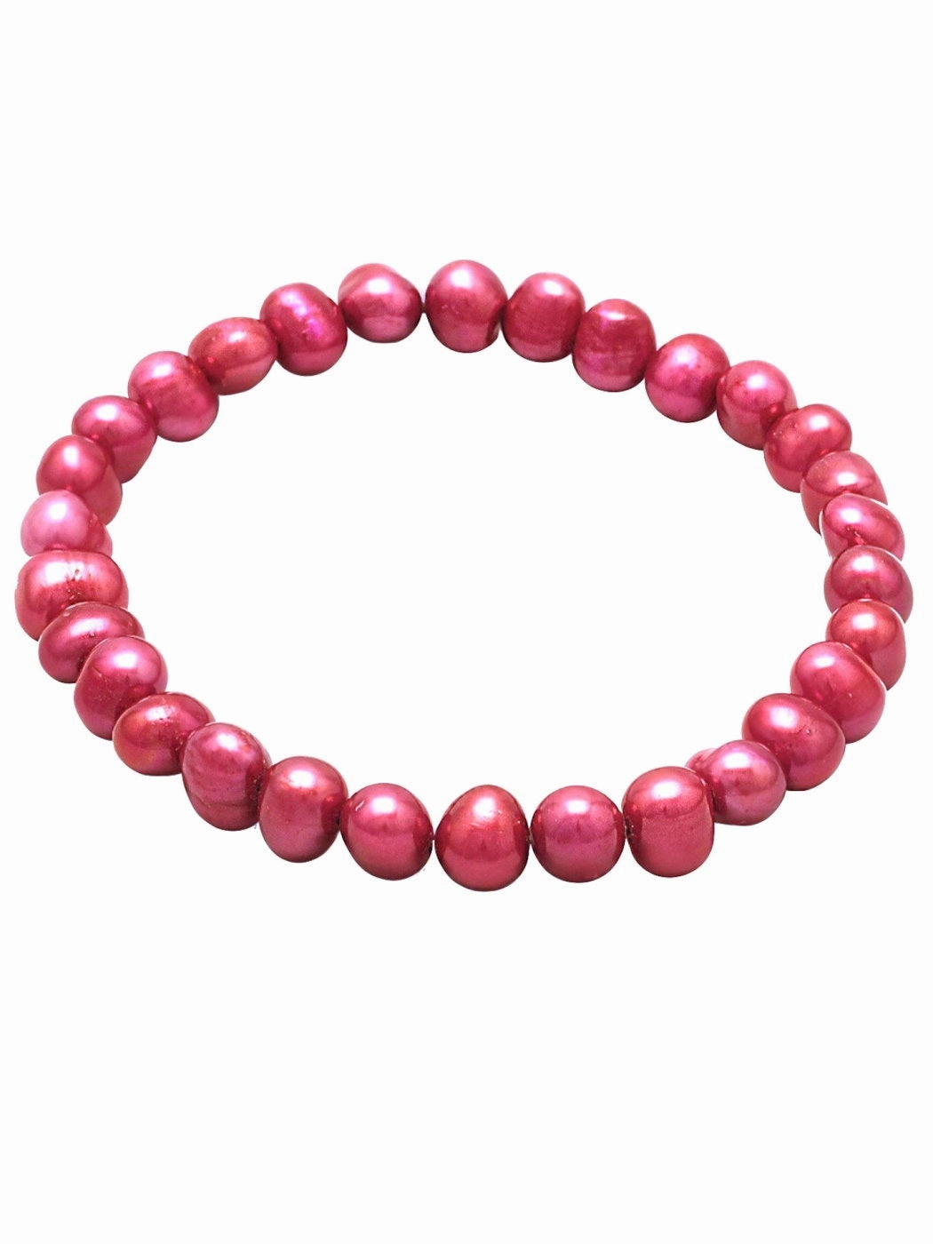 Light Red Dyed Cultured Freshwater Pearl Stretch Bracelet Consistent Fusions