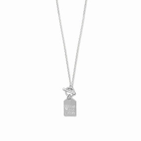 Tag Toggle Necklace with "Thank You Mom" Sterling Silver Fashion Accessory Festival Style