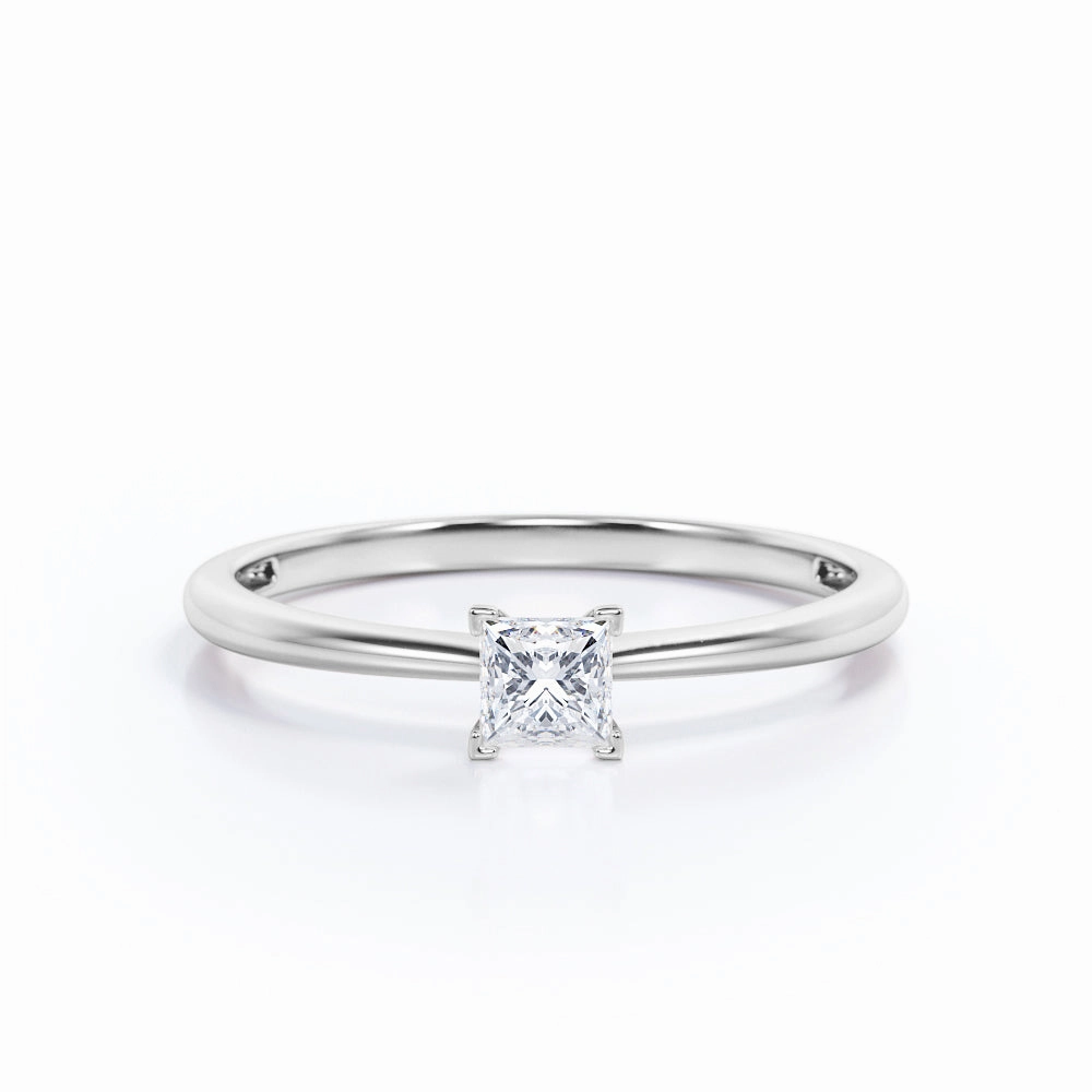 Branded Design Refined Finish Tapered 0.50 Ct Princess Cut Diamond Engagement Ring