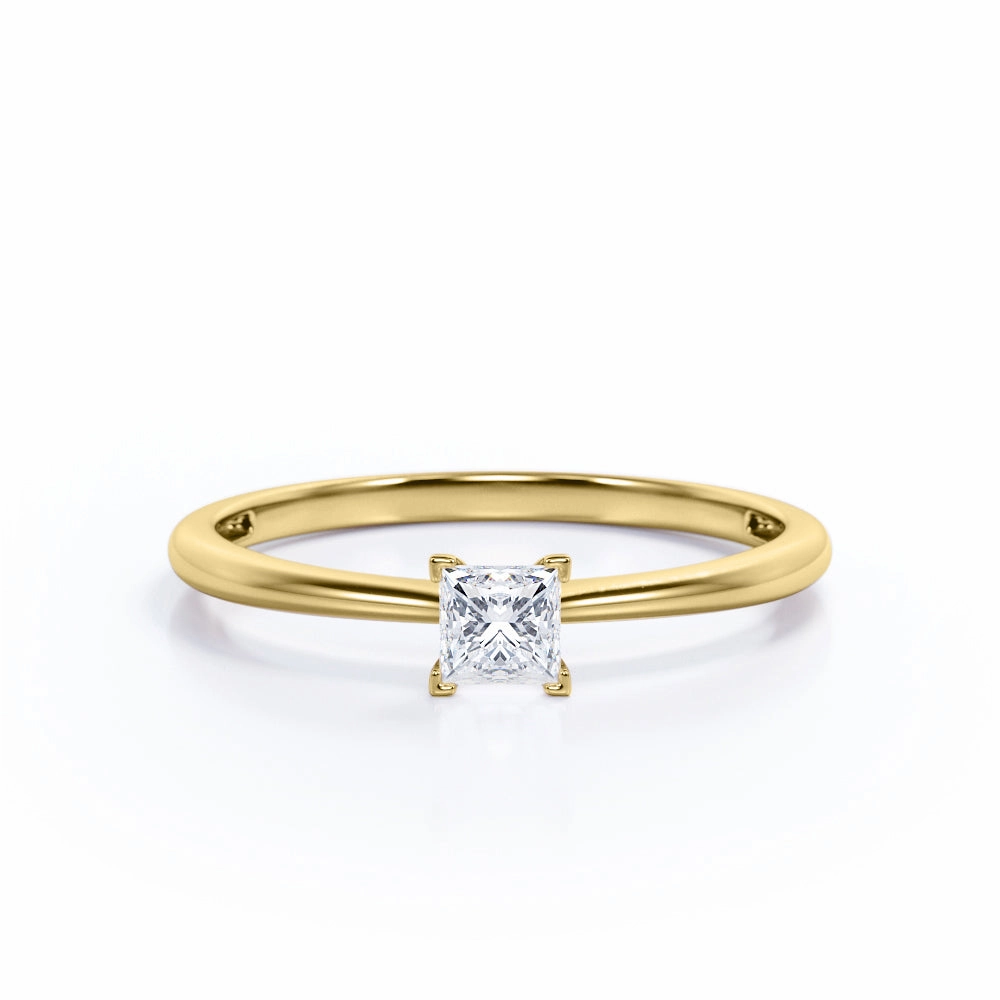 Elegant Fashion Evening Glam Tapered 0.50 Ct Princess Cut Diamond Engagement Ring