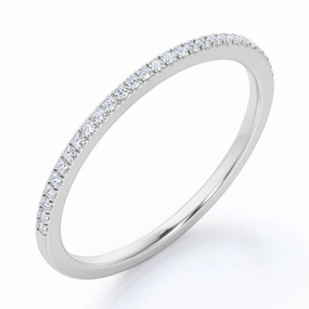Layering Essential Timeless Art Pave 0.25 Carat Round Cut April Birthstone Wedding Ring