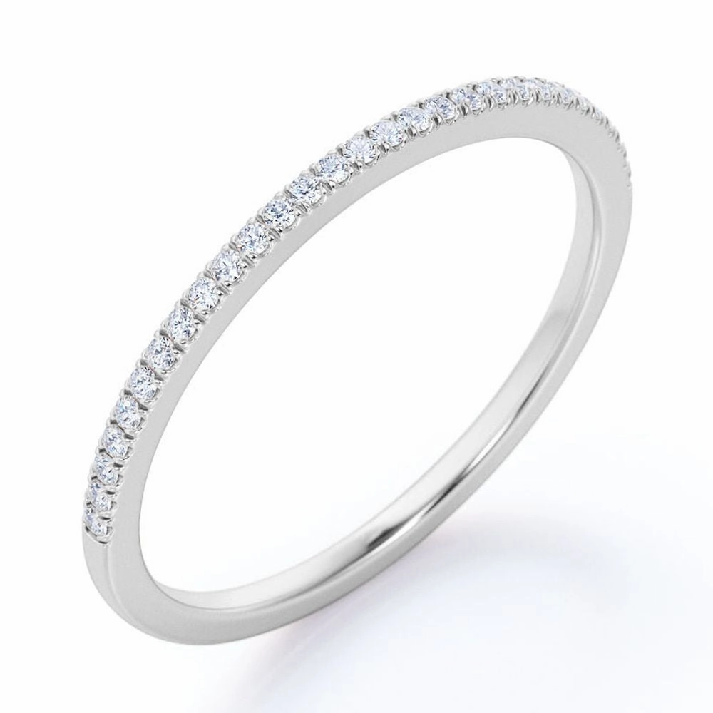 Pave 0.25 Carat Round Cut April Birthstone Wedding Ring Wonderful Expression Lightweight Look