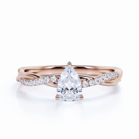 Teardrop 1.75 Carat Moissanite Infinity Engagement Ring Trendsetter Jewelry Low Profile Look