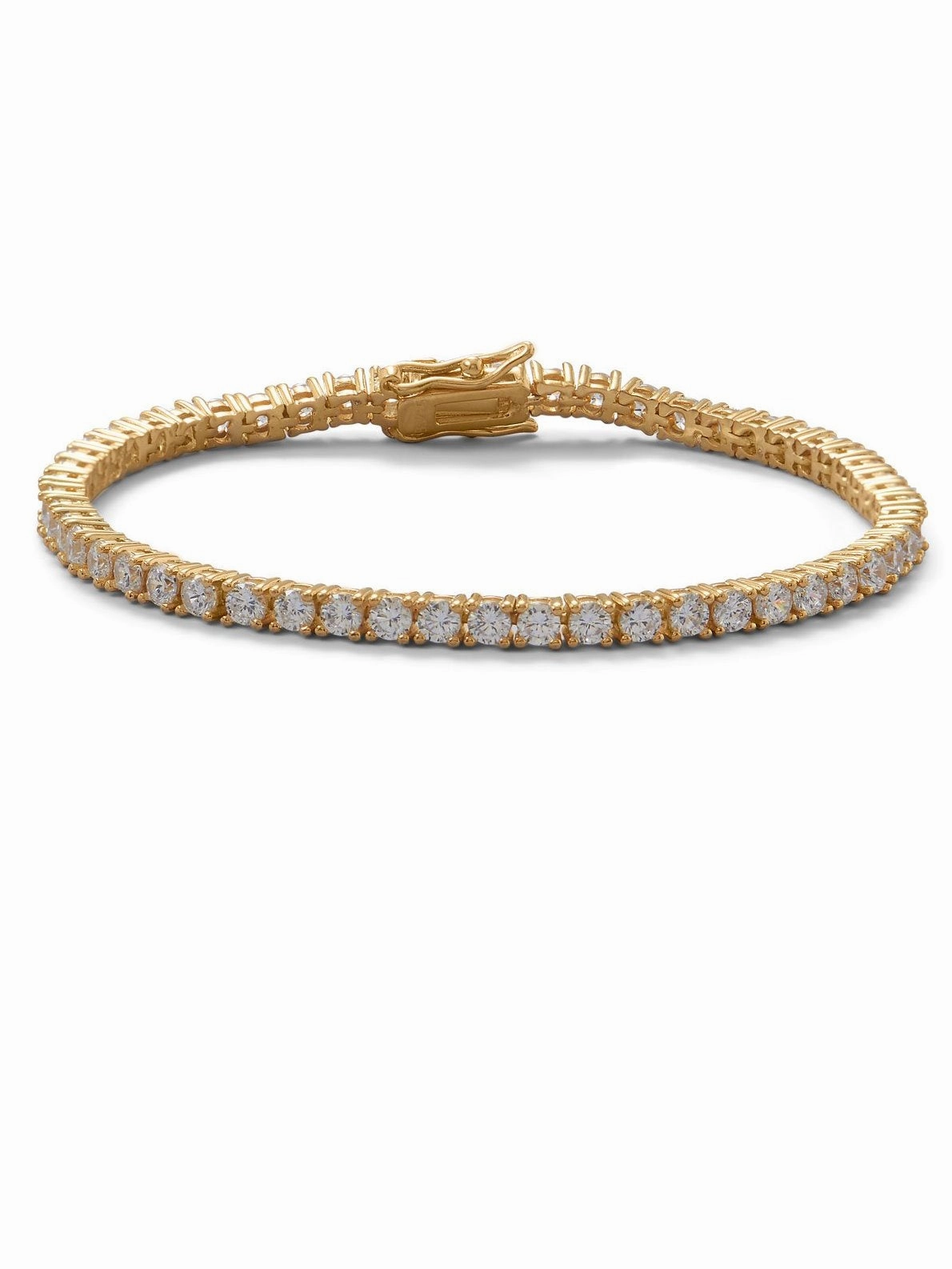 Tennis Bracelet Cubic Zirconia Gold-plated Sterling Silver 7-inch Length Group Favorite Admirable Option