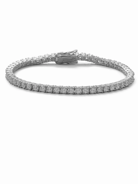 Symbolically Charged Tennis Bracelet Cubic Zirconia Rhodium-plated Sterling Silver 7-inch Length